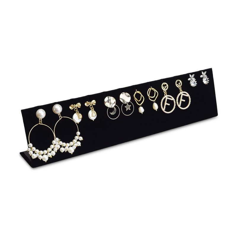 MOOCA Earring Display Stand Pendant Jewelry Organizer Display Holder for Earring, Pendant Accessory Rack for Showcase, 12 W x 1 5/8 D x 2 5/8 H in, Black Velvet - Image 1